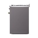 ILVE Nostalgie II 30-Inch Freestanding Natural Gas Dual Fuel Range in Matte Graphite with Bronze Trim (UP30NMPMGB)