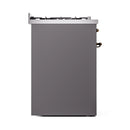 ILVE Nostalgie II 30-Inch Freestanding Natural Gas Dual Fuel Range in Matte Graphite with Bronze Trim (UP30NMPMGB)