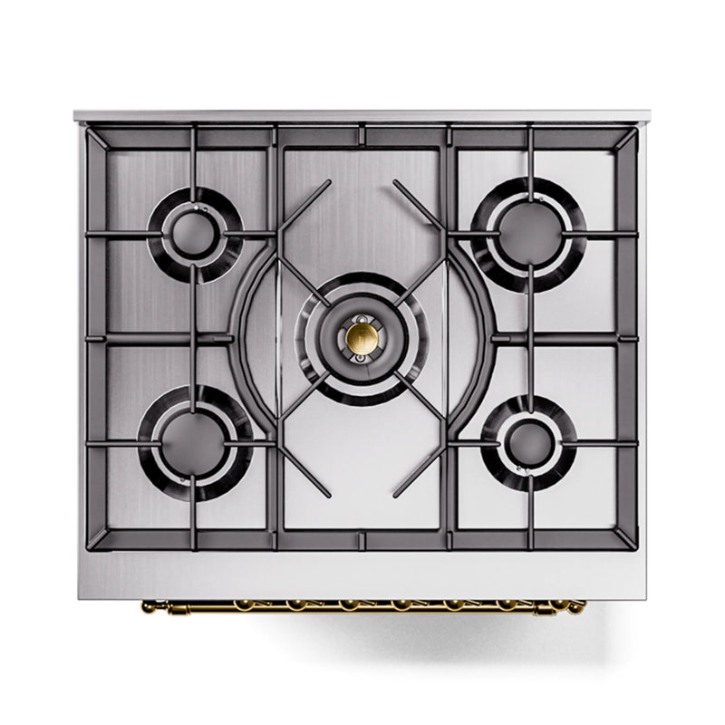 ILVE Nostalgie II 30-Inch Dual Fuel Freestanding Range  in Matte Graphite with Brass Trim (UP30NMPMGG)