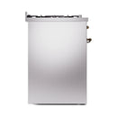 ILVE Nostalgie II 30-Inch Freestanding Natural Gas Dual Fuel Range in Stainless Steel with Bronze Trim (UP30NMPSSB)