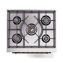 ILVE Nostalgie II 30-Inch Freestanding Natural Gas Dual Fuel Range in Stainless Steel with Bronze Trim (UP30NMPSSB)