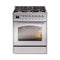 ILVE Nostalgie II 30-Inch Freestanding Natural Gas Dual Fuel Range in Stainless Steel with Chrome Trim (UP30NMPSSC)