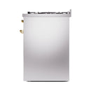 ILVE Nostalgie II 30-Inch Freestanding Natural Gas Dual Fuel Range in Stainless Steel with Brass Trim (UP30NMPSSG)