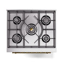 ILVE Nostalgie II 30-Inch Freestanding Natural Gas Dual Fuel Range in Stainless Steel with Brass Trim (UP30NMPSSG)