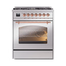 ILVE Nostalgie II 30-Inch Dual Fuel Freestanding Range in Stainless Steel with Copper Trim (UP30NMPSSP)