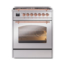 ILVE Nostalgie II 30-Inch Dual Fuel Freestanding Range in Stainless Steel with Copper Trim (UP30NMPSSP)