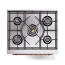 ILVE Nostalgie II 30-Inch Freestanding Natural Gas Dual Fuel Range in Stainless Steel with Copper Trim (UP30NMPSSP)