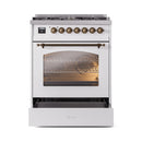 ILVE Nostalgie II 30-Inch Freestanding Natural Gas Dual Fuel Range in White with Bronze Trim (UP30NMPWHB)