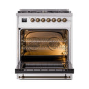 ILVE Nostalgie II 30-Inch Freestanding Natural Gas Dual Fuel Range in White with Bronze Trim (UP30NMPWHB)