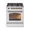 ILVE Nostalgie II 30-Inch Dual Fuel Freestanding Range in White with Bronze Trim (UP30NMPWHB)