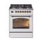 ILVE Nostalgie II 30-Inch Freestanding Natural Gas Dual Fuel Range in White with Bronze Trim (UP30NMPWHB)