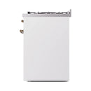 ILVE Nostalgie II 30-Inch Freestanding Natural Gas Dual Fuel Range in White with Bronze Trim (UP30NMPWHB)