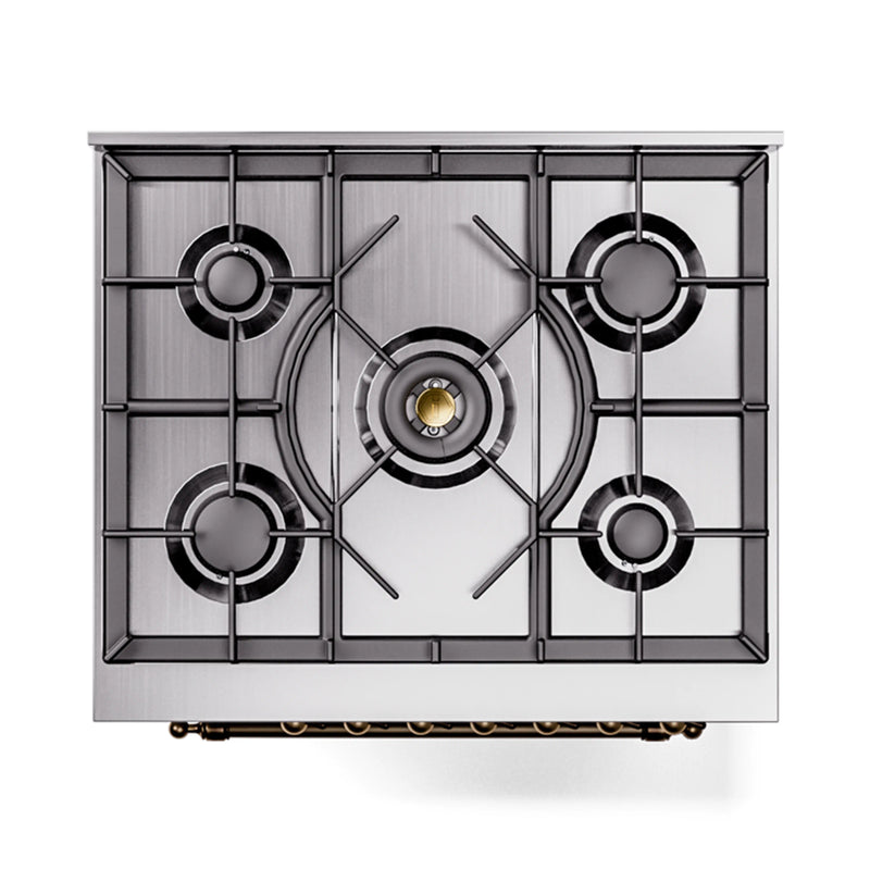 ILVE Nostalgie II 30-Inch Dual Fuel Freestanding Range in White with Bronze Trim (UP30NMPWHB)