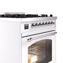 ILVE Nostalgie II 30-Inch Dual Fuel Freestanding Range in White with Chrome Trim (UP30NMPWHC)