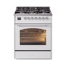 ILVE Nostalgie II 30-Inch Dual Fuel Freestanding Range in White with Chrome Trim (UP30NMPWHC)