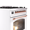 ILVE Nostalgie II 30-Inch Freestanding Natural Gas Dual Fuel Range in White with Copper Trim (UP30NMPWHP)