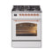 ILVE Nostalgie II 30-Inch Freestanding Natural Gas Dual Fuel Range in White with Copper Trim (UP30NMPWHP)