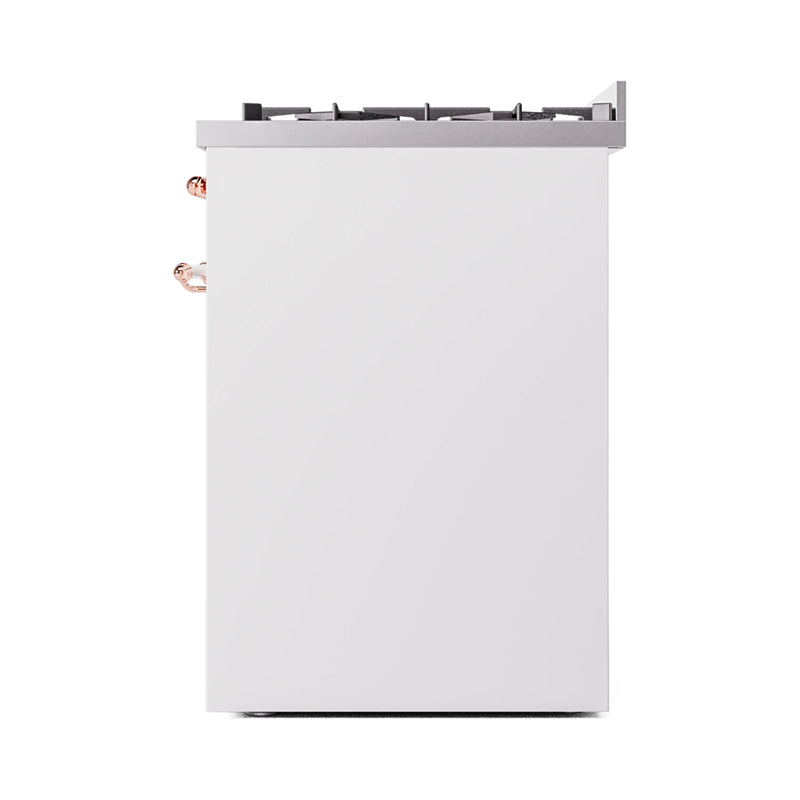 ILVE Nostalgie II 30-Inch Dual Fuel Freestanding Range in White with Copper Trim (UP30NMPWHP)