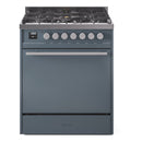 ILVE Professional Plus II 30-Inch Propane Gas Dual Fuel Range with Solid Door in Blue Grey (UP30QMPBGLP)