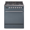 ILVE Professional Plus II 30-Inch Dual Fuel Range with Solid Door in Blue Grey (UP30QMPBG)