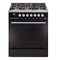 ILVE Professional Plus II 30-Inch Propane Gas Dual Fuel Range with Solid Door in Glossy Black (UP30QMPBKLP)