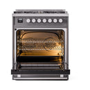 ILVE Professional Plus II 30-Inch Natural Gas Dual Fuel Range with Solid Door in Matte Graphite (UP30QMPMG)