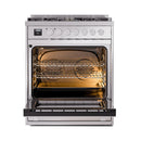 ILVE Professional Plus II 30-Inch Propane Gas Dual Fuel Range with Solid Door in Stainless Steel (UP30QMPSSLP)