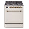 ILVE Nostalgie II 30-Inch Propane Gas Dual Fuel Range with Solid Door in Antique White and Bronze Trim (UP30QNMPAWBLP)