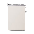 ILVE Nostalgie II 30-Inch Natural Gas Dual Fuel Range with Solid Door in Antique White with Chrome Trim (UP30QNMPAWC)