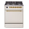 ILVE Nostalgie II 30-Inch Propane Gas Dual Fuel Range with Solid Door in Antique White with Brass Trim (UP30QNMPAWGLP)