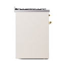 ILVE Nostalgie II 30-Inch Natural Gas Dual Fuel Range with Solid Door in Antique White with Brass Trim (UP30QNMPAWG)