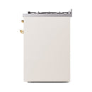 ILVE Nostalgie II 30-Inch Natural Gas Dual Fuel Range with Solid Door in Antique White with Brass Trim (UP30QNMPAWG)