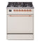 ILVE Nostalgie II 30-Inch Propane Gas Dual Fuel Range with Solid Door in Antique White with Copper Trim (UP30QNMPAWPLP)