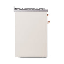 ILVE Nostalgie II 30-Inch Propane Gas Dual Fuel Range with Solid Door in Antique White with Copper Trim (UP30QNMPAWPLP)