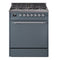 ILVE Nostalgie II 30-Inch Propane Gas Dual Fuel Range with Solid Door in Blue Grey with Chrome Trim (UP30QNMPBGCLP)