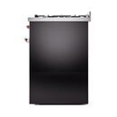 ILVE Nostalgie II 30-Inch Dual Fuel Range with Solid Door in Glossy Black with Copper Trim (UP30QNMPBKP)