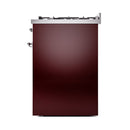 ILVE Nostalgie II 30-Inch Natural Gas Dual Fuel Range with Solid Door in Burgundy with Chrome Trim (UP30QNMPBUC)