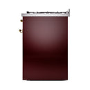 ILVE Nostalgie II 30-Inch Propane Gas Dual Fuel Range with Solid Door in Burgundy with Brass Trim (UP30QNMPBUGLP)