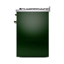 ILVE Nostalgie II 30-Inch Propane Gas Dual Fuel Range with Solid Door in Emerald Green with Chrome Trim (UP30QNMPEGCLP)