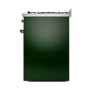 ILVE Nostalgie II 30-Inch Natural Gas Dual Fuel Range with Solid Door in Emerald Green with Chrome Trim (UP30QNMPEGC)
