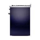 ILVE Nostalgie II 30-Inch Dual Fuel Range with Solid Door in Midnight Blue with Bronze Trim (UP30QNMPMBB)