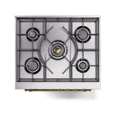 ILVE Nostalgie II 30-Inch Propane Gas Dual Fuel Range with Solid Door in Midnight Blue with Brass Trim (UP30QNMPMBGGLP)