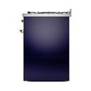 ILVE Nostalgie II 30-Inch Natural Gas Dual Fuel Range with Solid Door in Midnight Blue with Brass Trim (UP30QNMPMBGG)