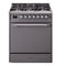 ILVE Nostalgie II 30-Inch Natural Gas Dual Fuel Range with Solid Door in Matte Graphite with Chrome Trim (UP30QNMPMGC)