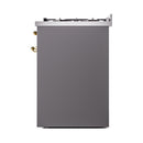 ILVE Nostalgie II 30-Inch Natural Gas Dual Fuel Range with Solid Door in Matte Graphite with Brass Trim (UP30QNMPMGG)