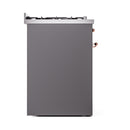 ILVE Nostalgie II 30-Inch Natural Gas Dual Fuel Range with Solid Door in Matte Graphite with Copper Trim (UP30QNMPMGP)