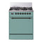 ILVE Nostalgie II 30-Inch Natural Gas Dual Fuel Range with Solid Door in Mediterranean Mint with Burnished Trim (UP30QNMPMMB)