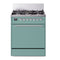ILVE Nostalgie II 30-Inch Natural Gas Dual Fuel Range with Solid Door in Mediterranean Mint with Chrome Trim (UP30QNMPMMC)