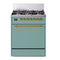 ILVE Nostalgie II 30-Inch Propane Gas Dual Fuel Range with Solid Door in Mediterranean Mint with Brass Trim (UP30QNMPMMGLP)