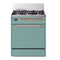 ILVE Nostalgie II 30-Inch Propane Gas Dual Fuel Range with Solid Door in Mediterranean Mint with Copper Trim (UP30QNMPMMPLP)